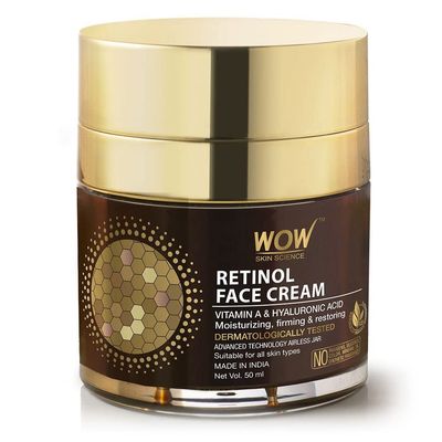 WOW Skin Science Retinol Face Cream - Oil Free, Quick Absorbing - For All Skin Types - No Parabens, Silicones, Color, Mineral Oil &amp; Synthetic Fragrance - 50 ml