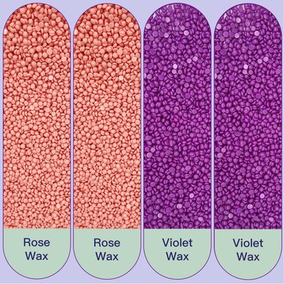 Wax Beads for Hair Removal, ANREACHO Hard Wax Beads for Sensitive Skin, 4 Packs Waxing Beans for Brazilian Bikini Eyebrow Legs Armpit Facial, 400g At Home Wax Refill (2 Pink &amp; 2 Violet)