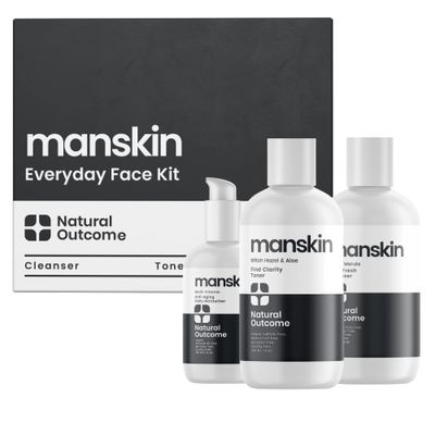Natural Outcome Mens Skin Care Kit | Mens Facial Care Kit for Men Skincare | Anti-Aging Daily 3 Step Face Care Regimen Includes: Rejuvenating Facial Cleanser, Balancing Toner, &amp; Hydrating Moisturizer