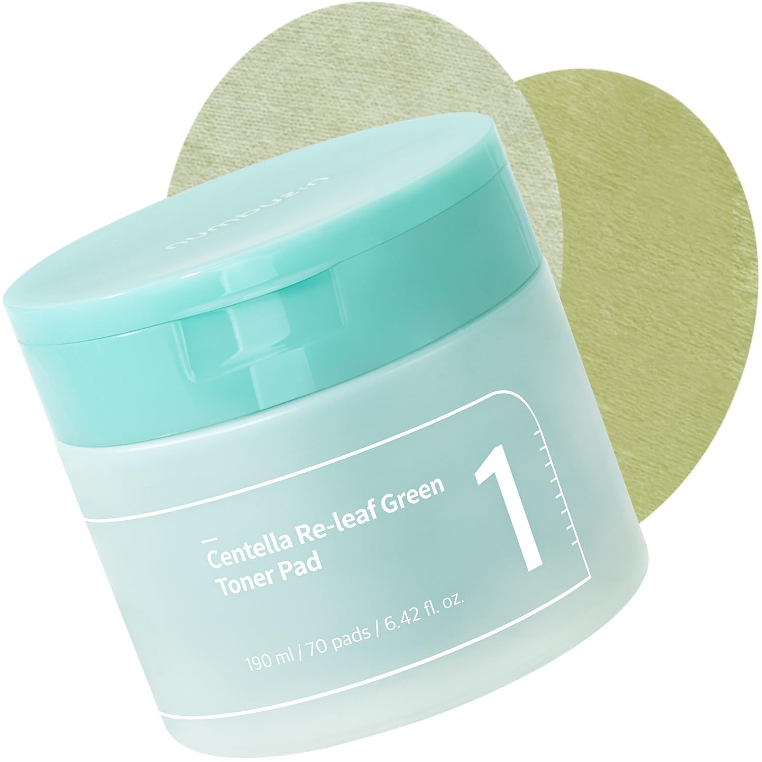 numbuzin No.1 Toner Pads | Centella Re-Leaf Green Toner Pad | Double-Sided Toner Pads with Centella Asiatica, Heartleaf, Licorice Root | Calming, Hydrating, Exfoliating | 70 Pads/6.42 fl. oz.