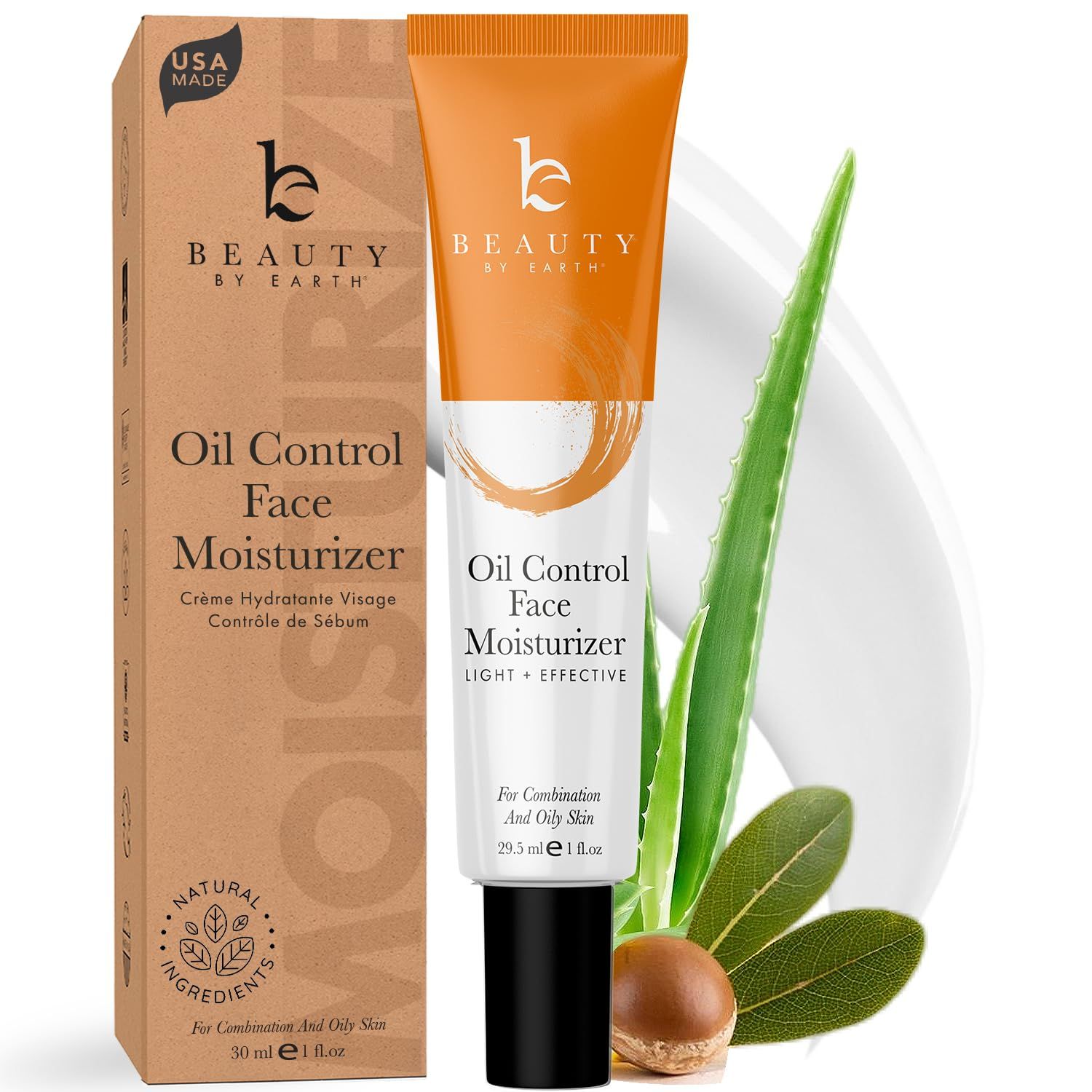 Oil Control Face Moisturizer - USA Made with Natural &amp; Organic Ingredients, Lightweight and Mattifying Moisturizer for Oily &amp; Acne Prone Skin, Face Cream with Niacinamide and Hyaluronic Acid