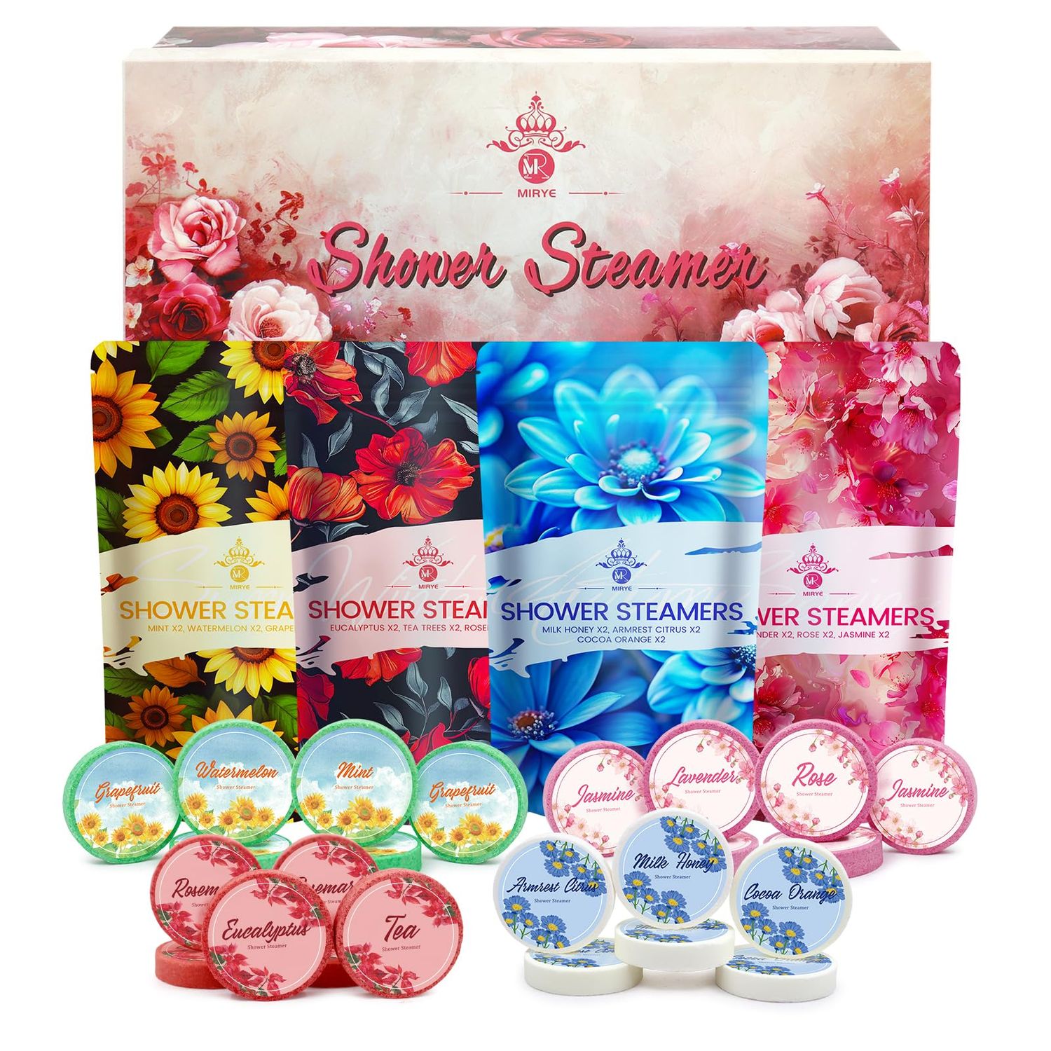 Shower Steamers Aromatherapy Gifts Set - 24 Packs 4 Bag Shower Bombs Birthday Gifts for Women, Christmas Gifts for Mom Teen, Self Care, Spa Relaxation, Stocking Stuffers Care Packages for Girls