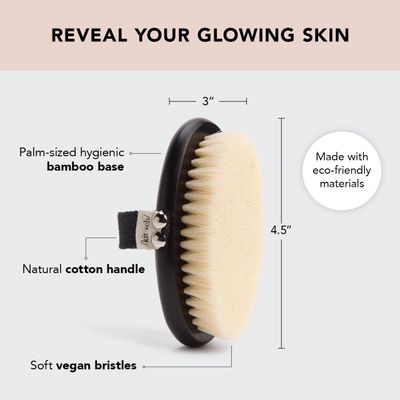 Kitsch Dry Brushing Body Brush - Exfoliating Scrubber, Soft Vegan Bristle for Sensitive Skin, Gentle Back Scrubber, Dry Brush for Body Care Exfoliator, Skin Massage, Bath, and Removal of Dead Skin
