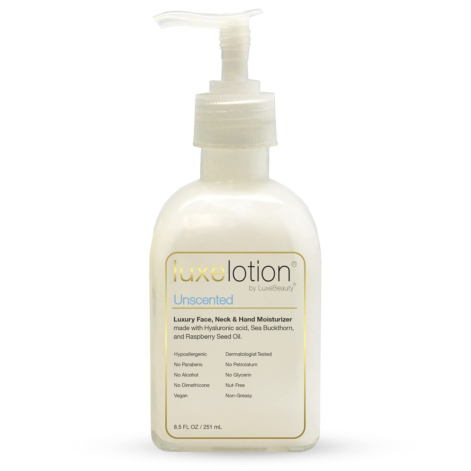 Luxe Beauty: Unscented Luxury Lotion - Anti-Aging Hand &amp; Body Lotion with Hyaluronic Acid - Moisturizing, Lightweight, Non-Greasy Formula for Silky Smooth Skin - Gentle Hand Cream &amp; Body Moisturizer