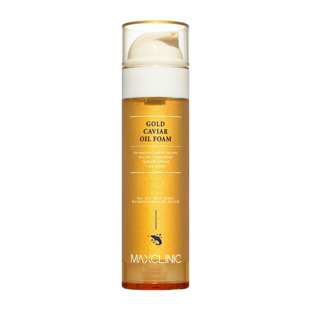 MAXCLINIC [K-Beauty] Gold Caviar Cleansing Oil to Foam | Daily Face Wash Oil Based Cleanser to Foam | Korean Oil Foaming Face Cleanser | Hydrating Facial Cleanser for Dry Sensitive Skin (3.88 oz)