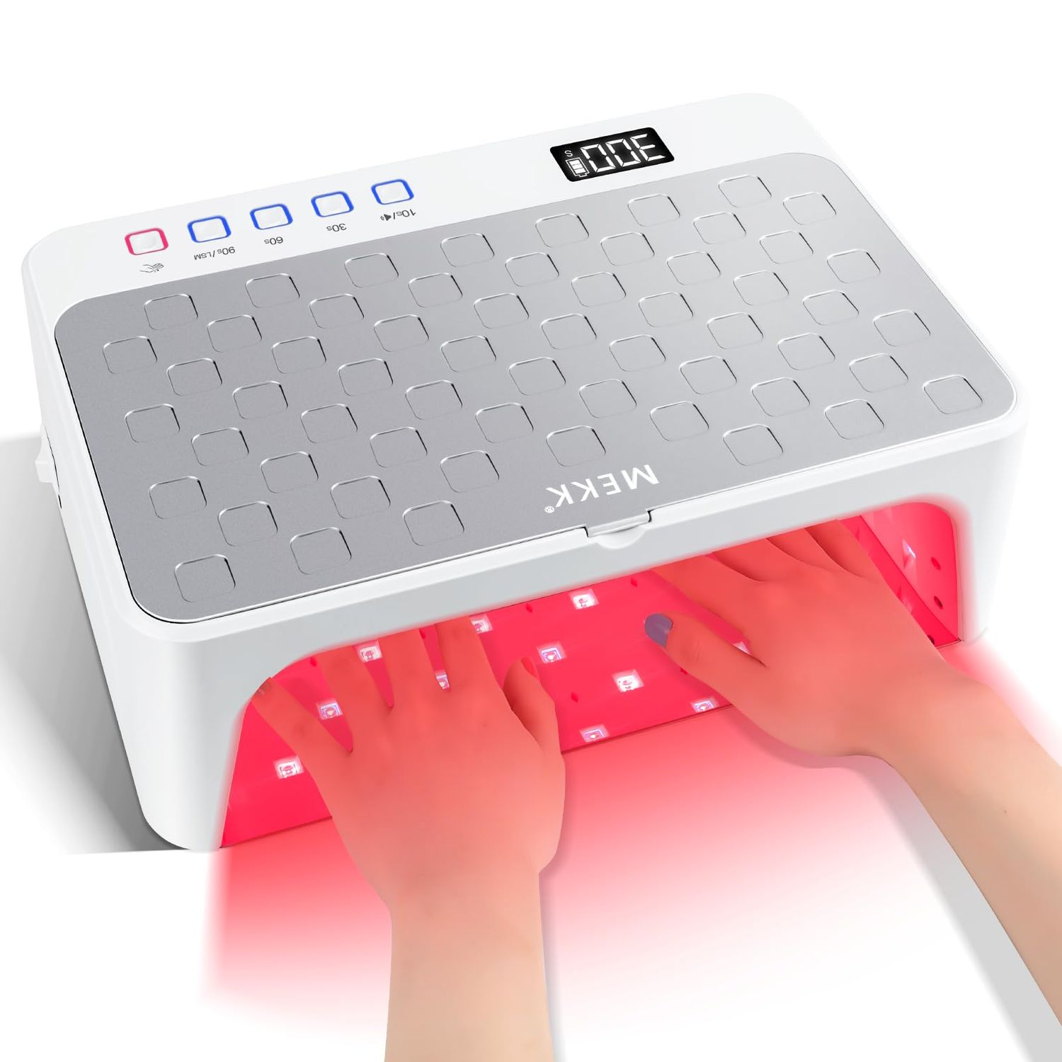 MEKK UV LED Nail Lamp,Luxury UV Light for Gel Nails,Two Hand Cordless UV Nail Lamp with Special Red Light Skincare,4+2 Timer,UV Nail Light for Resin,LED Nail Dryer,Rechargeable Nail Lamp for Gel X