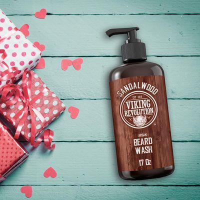 Viking Revolution Beard Wash Shampoo w/Argan &amp; Jojoba Oils - Softens &amp; Strengthens - Sandalwood Scent - Beard Shampoo w/Beard Oil (17 oz Shampoo)