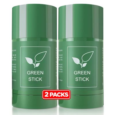 SHUIKU Green Tea Clay for Face 2 PCS, Facial Blackhead Remover Mask Stick with Tea Extract for Deep Pore Cleansing, Skin Brightening and Improve Overall Complexion for All Skin Types Men and Women