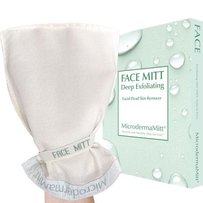 MicrodermaMitt Deep Exfoliating Mitt Scrub for Face, Lips &amp; Neck - Dead Skin &amp; Blackheads Remover - Gentle Facial Scrubber - Exfoliator Glove for Shower - Women Skin Care