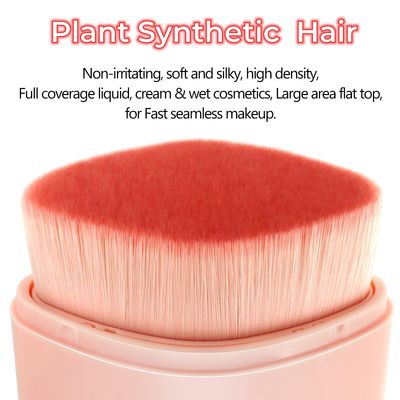 Retractable Flat Liquid Foundation Makeup Brush with Cover, Flat Top Kabuki Liquid Foundation Shadow Powder Face Blush Brush for Blending Liquid Foundation Quarantine BB Cream Contour Cream Cosmetics