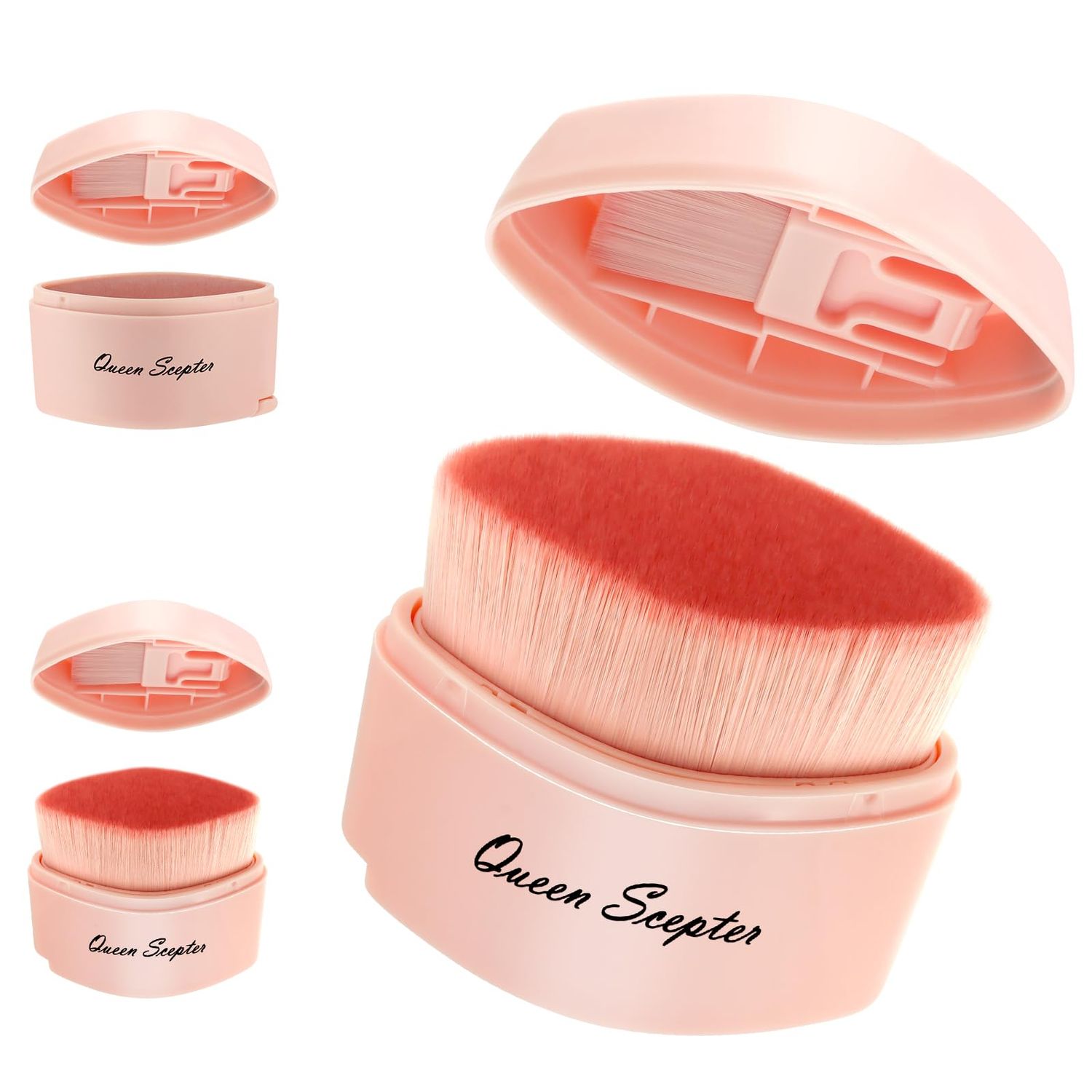 Retractable Flat Liquid Foundation Makeup Brush with Cover, Flat Top Kabuki Liquid Foundation Shadow Powder Face Blush Brush for Blending Liquid Foundation Quarantine BB Cream Contour Cream Cosmetics