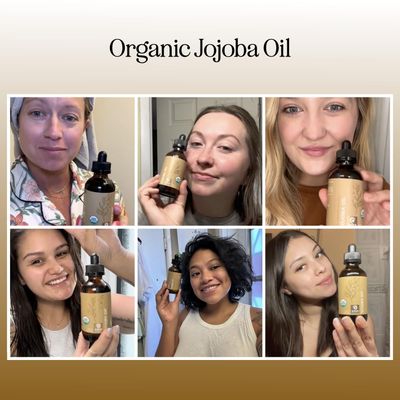 Organic Jojoba Oil Cold Pressed Unrefined - 100% Pure Organic Certified Oil for Skin Hair &amp; Nails - Organic Skin Care &amp; Natural Beauty DIY Carrier Oil - Dermatologist Tested &amp; Non GMO (4 Fl Oz)