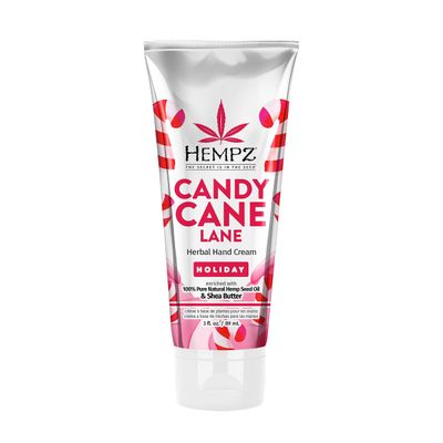 Hempz Limited Edition Candy Cane Lane Hand Cream Lotion (3 Oz) - Mini Holiday Scented Travel Cream Skin Care for Women &amp; Men, Made with Shea Butter for Combatting Dry Hands while Travelling