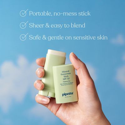 Pipette 100% Mineral Sunscreen Lotion + Stick Duo, Clean, Broad Spectrum with Non-Nano Zinc Oxide, UVB/UVA Sun Protection for Kids &amp; Sensitive Skin, Hypoallergenic, Non-Toxic