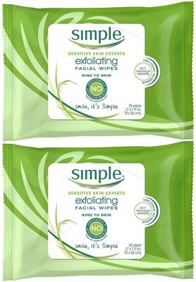 Simple Exfoliating Wipes, 25 Count (Pack of 2)