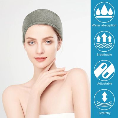 JACYUIG 30 Pack Spa Headband Bulk Spa Facial Headband Adjustable Skincare Headband with Non Slip Tape for Washing Face Makeup Shower Sport Facial Mask Yoga,Gray