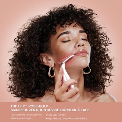 VRAIKO Lily Neck Face Massager, Skin Rejuvenation Beauty Massager, 3-in-1 at-Home Facial Spa Tool, Lifting, Toning and Tightening for a Radiant Appearance (Rose Gold)