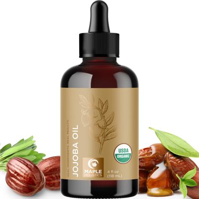 Organic Jojoba Oil Cold Pressed Unrefined - 100% Pure Organic Certified Oil for Skin Hair &amp; Nails - Organic Skin Care &amp; Natural Beauty DIY Carrier Oil - Dermatologist Tested &amp; Non GMO (4 Fl Oz)