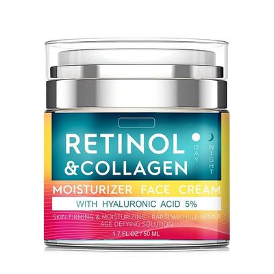 Retinol Cream for Face with Hyaluronic Acid, Day &amp; Night Anti-Aging Moisturizer for Women and Men, Collagen Cream for Face Reduces Wrinkles, Dryness 1.7 FL Oz