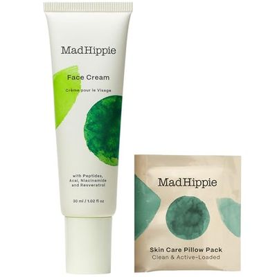 Mad Hippie Face Cream - Age-Defying Face Moisturizer &amp; Skin Tightening Cream with Niacinamide, Advanced Peptides &amp; Argan Oil (1.02 Oz) + Skin Care Pillow Pack