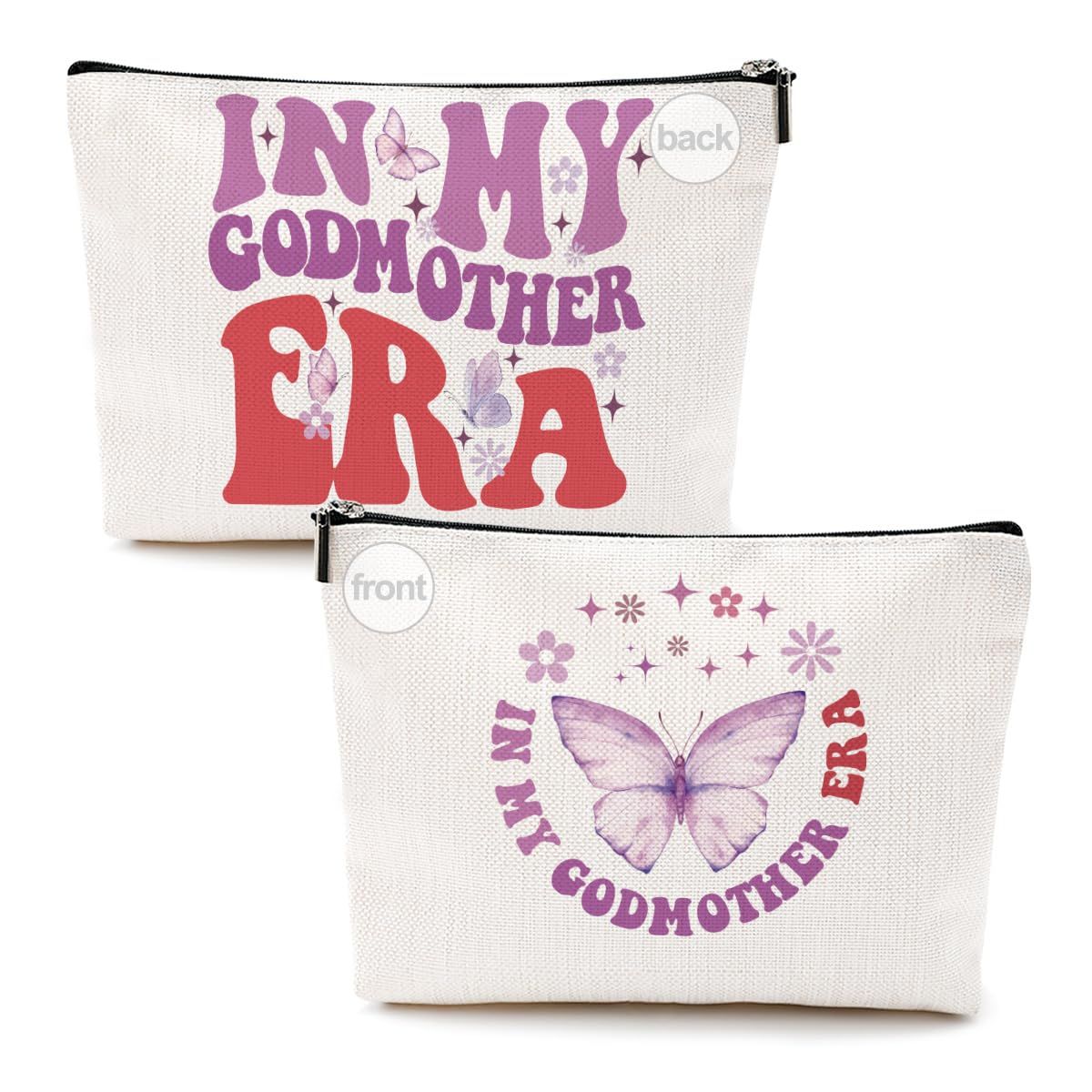 Vintage Gifts for Godmother Makeup Bag Godmother Proposal Gift Godmother Gifts from Goddaughter Butterfly Cosmetic Bag for Women New Mom Godmom Mama Friend Sister Christmas Appreciation Birthday Gifts