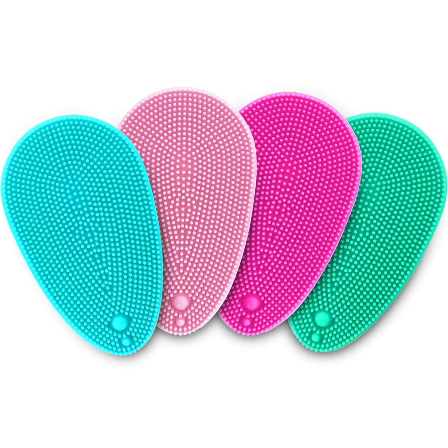 MARY LAVENDER Silicone Face Scrubber Soft Facial Cleansing Brush Blackhead Srubber Cleanser Brush for Exfoliating Massage Face for All Skin Types(4 Pack)