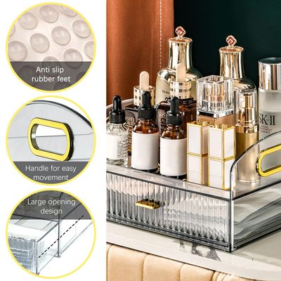 YOUGRACE Makeup Organizer Countertop With Drawers, Bedroom Vanity Clear Skincare Organizer Makeup Brush Holder Cute Cosmetic Display Cases for Perfumes Lipsticks Desk Storage Container