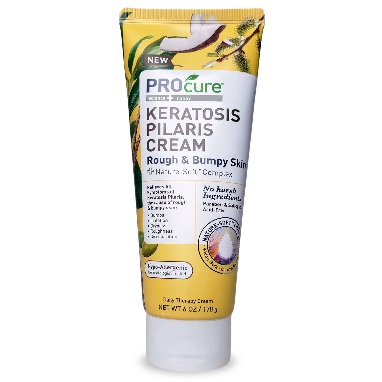 Procure Keratosis Pilaris Cream for Body, Exfoliating Rough and Bumpy Skin Lotion with Willow Bark &amp; Coconut Oil, Moisturizes &amp; Soothes Dry, Irritated Skin, Daily Therapy Body Lotion - 6 Oz