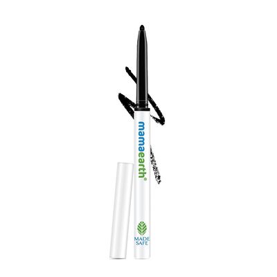 MAMAEARTH Charcoal Black Long Stay Matte Eyeliner Pencil | 11-Hour Smudge-Free Stay | Vitamin C Infused | Waterproof &amp; Retractable | 0.01 Oz/0.35g