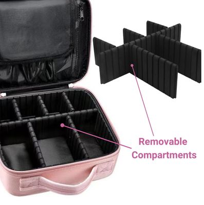 Travel Makeup Bag Brush Case, Cosmetic Organizer with Dividers for Skincare and Makeup Palettes Makeup Brushes Travel Accessory (Light Pink)