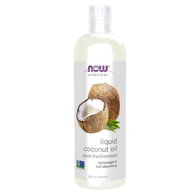 NOW Foods Solutions, Liquid Coconut Oil, Light and Nourishing, Promotes Healthy-Looking Skin and Hair, 16-Ounce