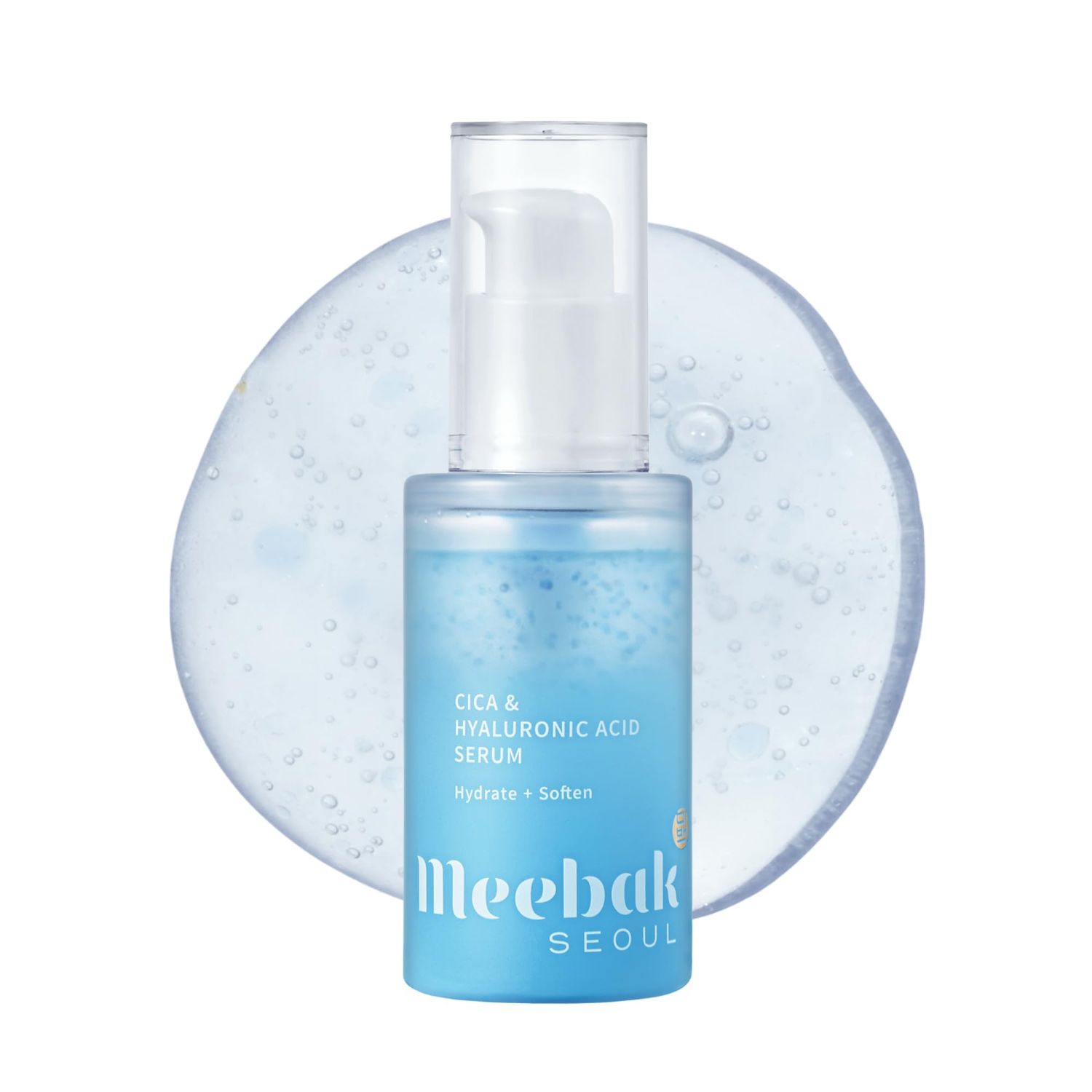 Meebak Cica &amp; Hyaluronic Acid Serum with Vitamin C | Hydrating &amp; Plumping Face Serum | Fine Lines &amp; Dry Skin | Korean Skincare | Suitable for All Skin Types