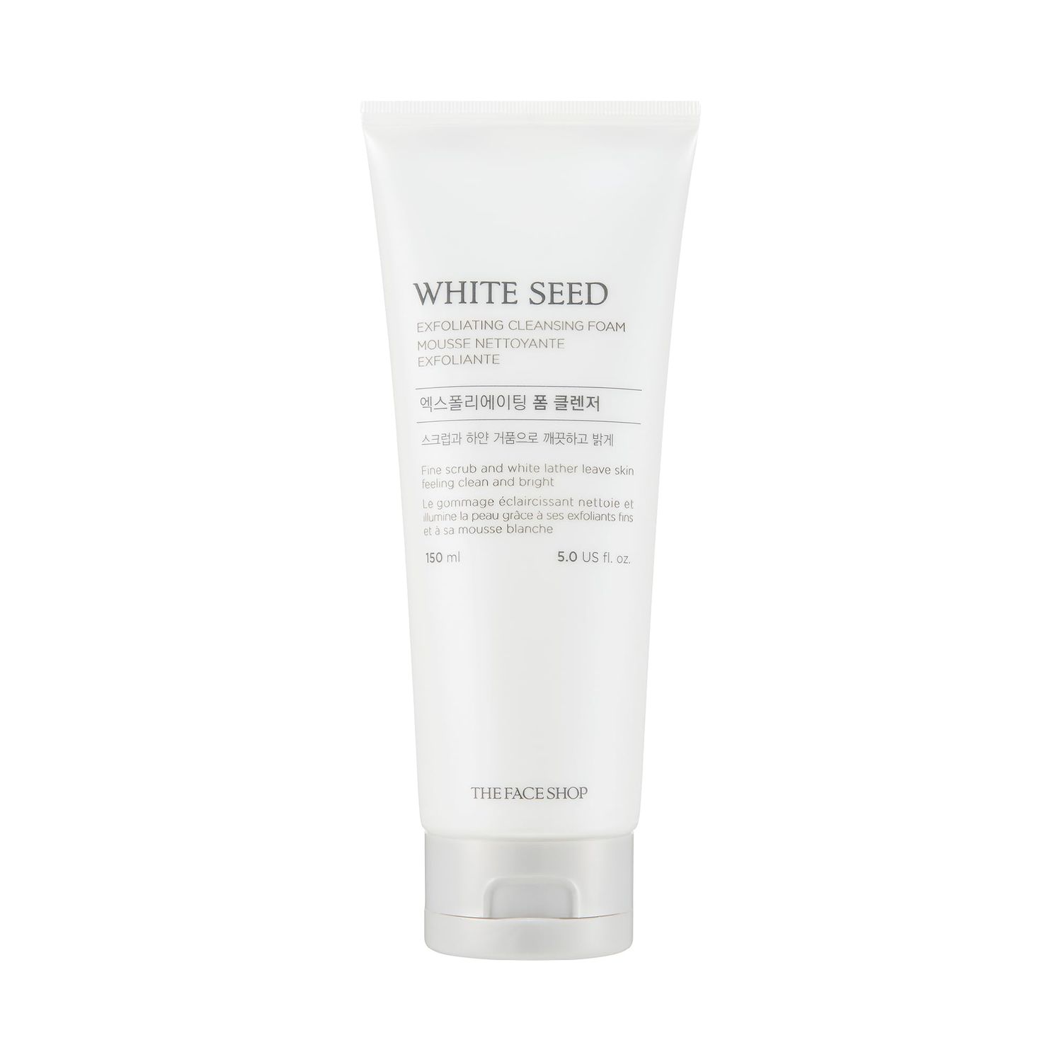 The Face Shop White Seed Exfoliating Cleansing Foam | Face Wash, Deep Clean, Complexion Brightening, Dead Skin Removal | Skin Texture &amp; Clarity Improvement, Dullness Reducing, 5.07 Fl Oz