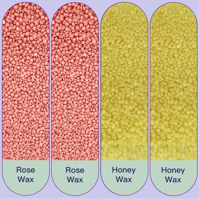 Wax Beads for Hair Removal, ANREACHO Hard Wax Beads for Sensitive Skin, 4 Packs Waxing Beans for Brazilian Bikini Eyebrow Legs Armpit Facial, 400g At Home Wax Refill (2 Pink &amp; 2 Honey)