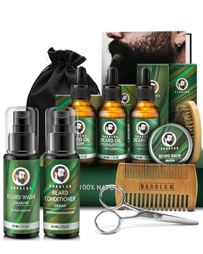 Mens Gifts for Birthday, Gifts for Men, Beard Care Kit with Beard Oil Balm Conditioner Wash Brush Comb Scissor, Stocking Stuffers for Men Birthday &amp; Christmas Gifts for Boyfriend Brother Dad Husband