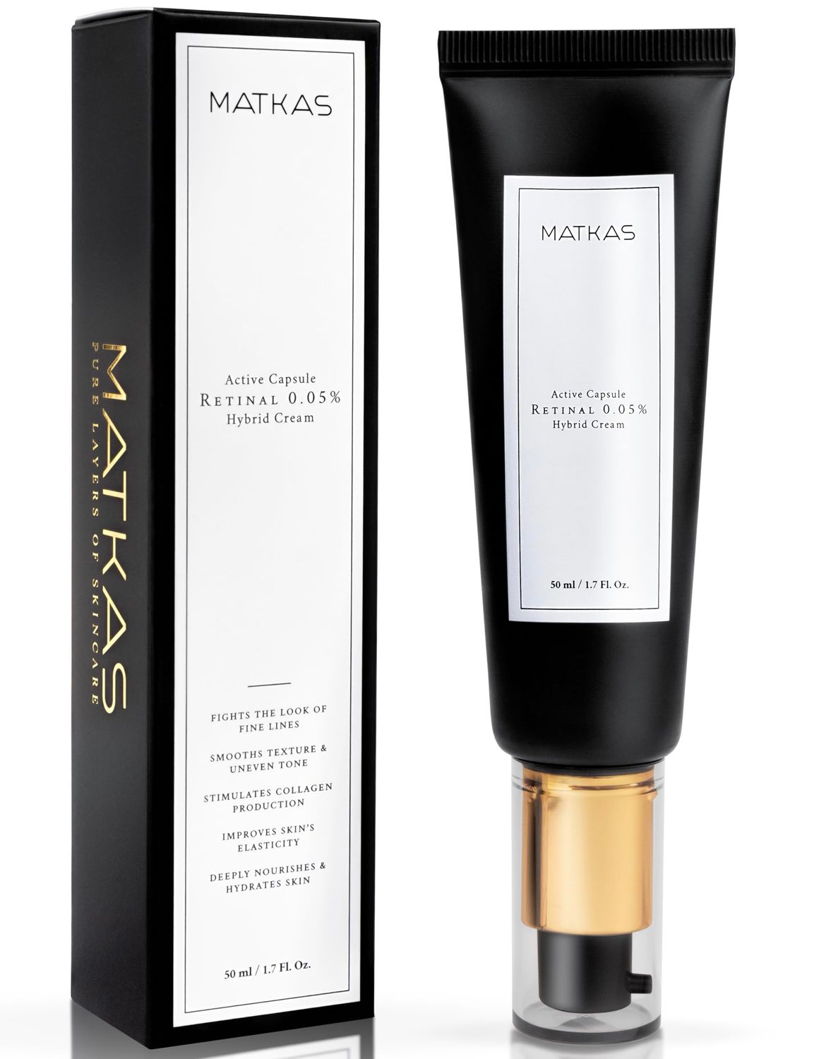 MATKAS Korean 0.05% Retinal Night Cream for Face - Wrinkles, Skin Tightening, Anti Aging - Retinol Cream for Face Night Moisturizer - Niacinamide, Ceramide, Hyaluronic Acid, Vitamin E, Retinaldehyde