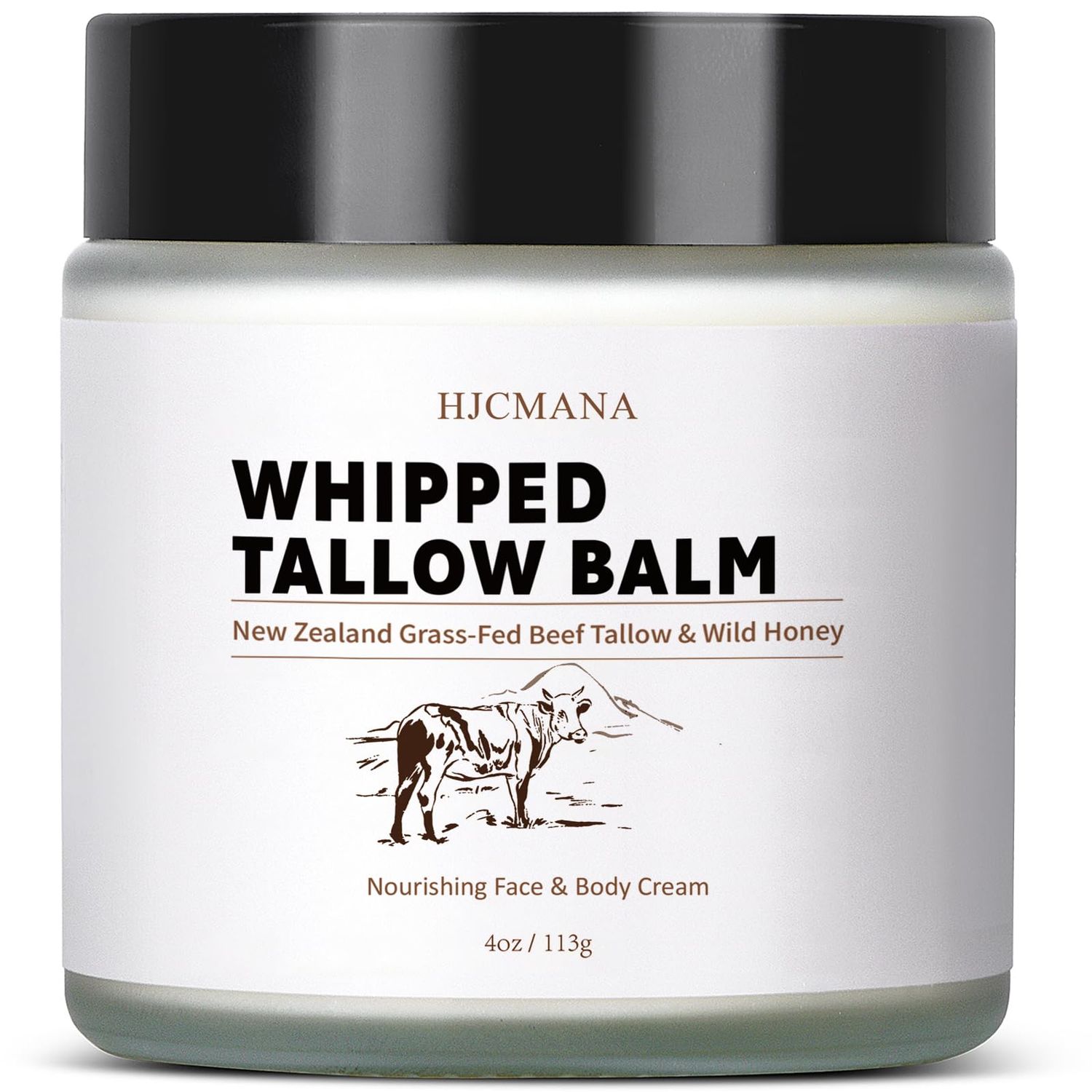 HJCMANA Beef Tallow for Skin 4 OZ, Natural Unscented Tallow and Honey Balm, Grass Fed Beef Tallow for Face and All Skin Types