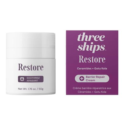 Three Ships Restore Barrier Repair Cream with Ceramides + Gotu Kola - Supports Skin Barrier, Soothes Redness, Lightweight Daily Face Moisturizer (40g)