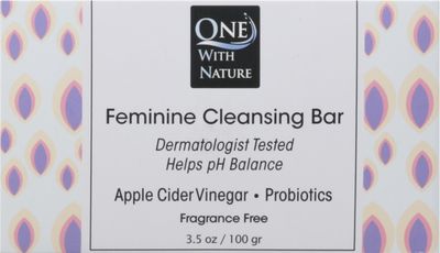 ONE WITH NATURE Fragrance Free Feminine Cleansing Bar, 3.5 OZ