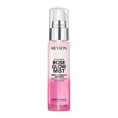 REVLON PhotoReady Rose Glow Face Primer Prep Hydrate Refresh Spray with Sheer Coverage Infused with Nourishing Oils And Super Fruit Complex 1.2 fl. oz, Mist, 1 Count