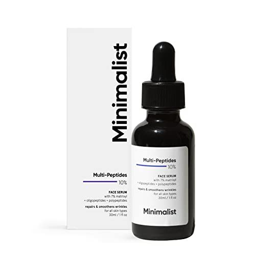 Minimalist Multi Peptide Night Face Serum for Anti Aging with Collagen Boosting | Reduces Wrinkles | Hydrating Serum With 7% Matrixyl 3000 &amp; 3% Bio-Placenta | For Women &amp; Men | 1 Fl Oz / 30 ml