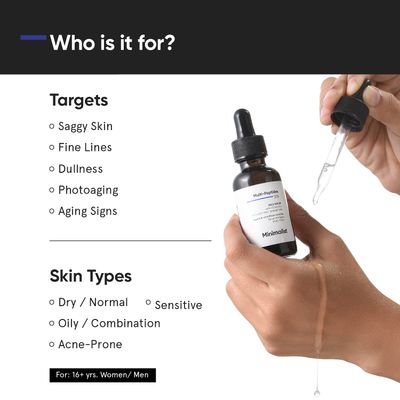 Minimalist Multi Peptide Night Face Serum for Anti Aging with Collagen Boosting | Reduces Wrinkles | Hydrating Serum With 7% Matrixyl 3000 &amp; 3% Bio-Placenta | For Women &amp; Men | 1 Fl Oz / 30 ml