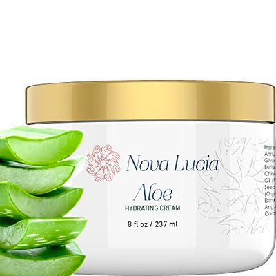 Large 8 oz Container Hawaiian Aloe Vera Face Moisturizer to use Day or Night for Sunburn Relief, Eczema, Anti Wrinkle for Men Women all Skin Types better than Aloe Vera Gel, 100% Pure Aloe Vera Juice