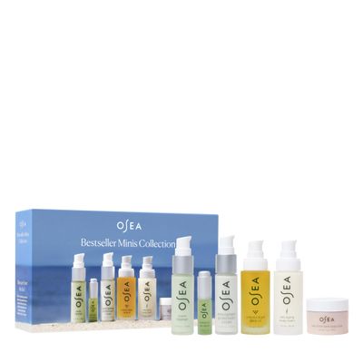 OSEA Bestseller Minis Collection - 6-Piece Mini Face &amp; Body Set for Glowing Skin - Includes Cleanser, Hyaluronic Serum, Protection Cream, Body Scrub, Body Oil &amp; Body Balm - Perfect Holiday Gift Set