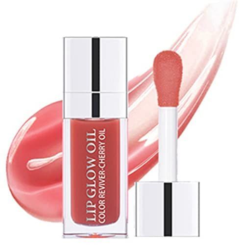 Melemando Hydrating Lip Glow Oil 7 Colors Moisturizing Lip Oil Gloss Not Greasy Transparent Plumping Lip Gloss Nourishing Repairing Lip Oil Tinted for Lip Care and Dry Lips (Colors 12)