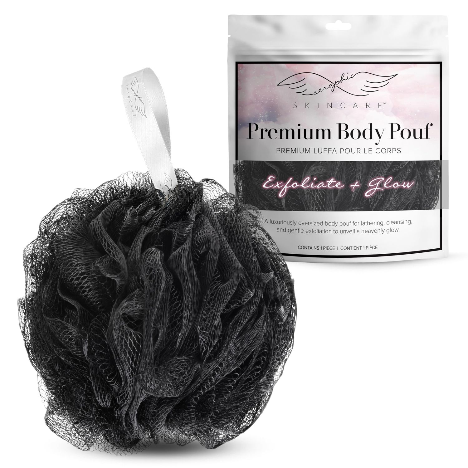Seraphic Skincare Premium Body Loofah - XL 100g Shower Loofah Body Exfoliator for Gentle Daily Cleansing - Exfoliating Body Scrubber to Prep for Traditional Exfoliation &amp; Reveal Smooth, Glowing Skin