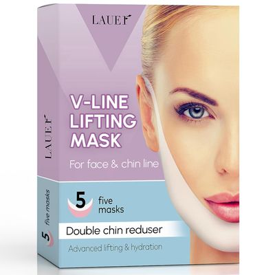 V Shaped Contouring Face Mask Line Shaping Lifting Belt Neck Reduction Jawline Lift Tape Enhancer Face Patch Firming Tightening Skin Chin Up Sculpting Collagen Mask Hyaluronic Acid Aloe Vera 5 pcs