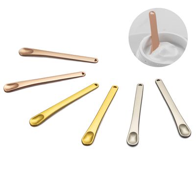 Tekson Metal Cosmetic Skincare Spatula, Mini Mask facial Reusable Scoop, Makeup Beauty Spoons for Cream, Lotions, Moisturizers (Rose Gold, Gold, Silver) (long size)