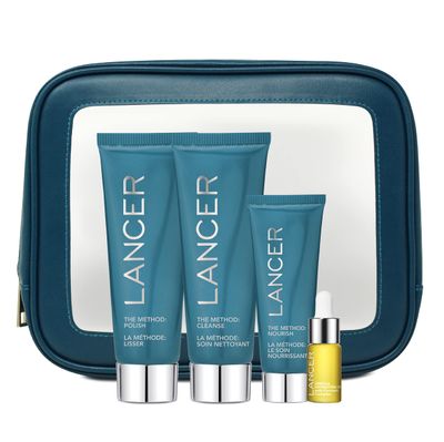 Lancer Skincare The Method Intro Kit, 3-Step Facial Exfoliator, Cleanser, and Moisturizer Kit for Oily or Congested Skin