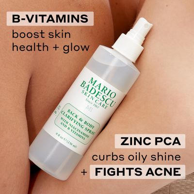 Mario Badescu Back &amp; Body Clarifying Spray - Targets Stubborn Back-Acne and Backne, Rejuvenates Skin with Niacinamide, Zinc-PCA &amp; B Vitamins - Soothes Irritation, Strengthens Skin Barrier, 8 Fl oz